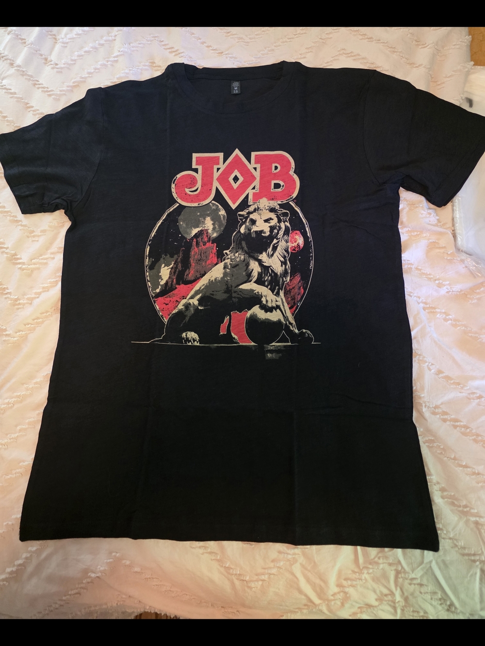 JOB Black Graphic Crewneck T-Shirt with Lion Print